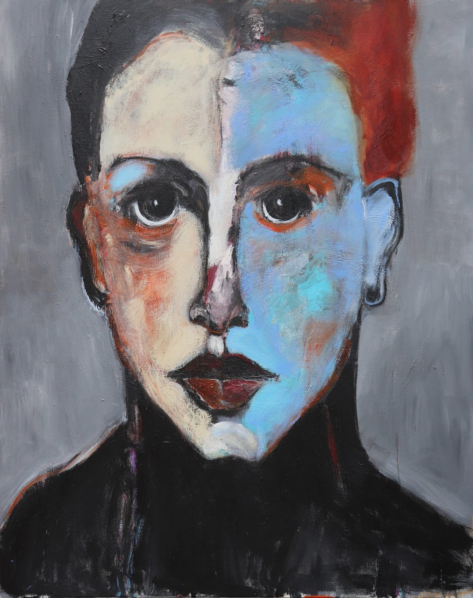 Julie Schumer (abstract) and James Koskinas (portrait) pride themselves on painting close together but in different styles. Their words.