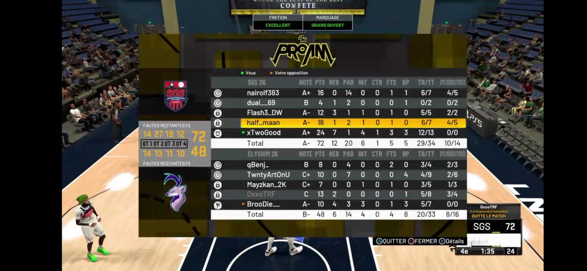 🏆🏀@FBL_2K 🏀🏆

09/12 🆚 <a href="/Elysium_NBA/">ELYSIUM 🦌</a>

63 - 54 ✅
72 - 48 ✅

GG à nos adversaires !

@SGS_eSport