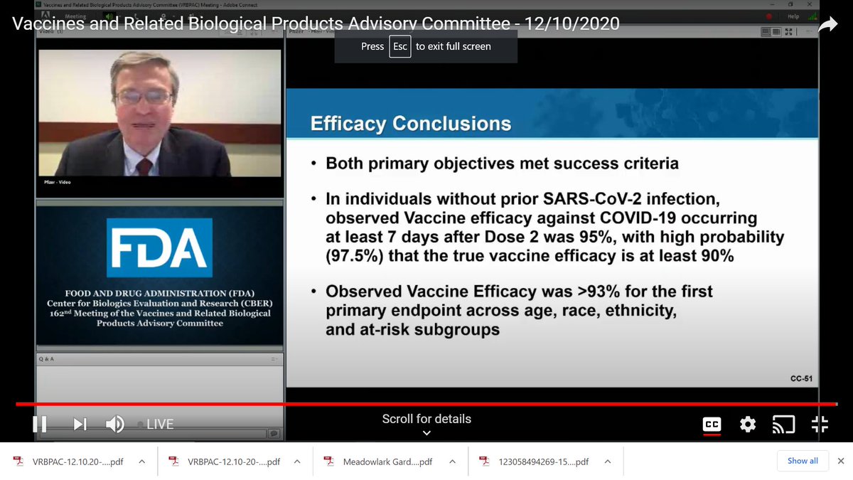  @pfizer vaccine is 95% effective at preventing covid-19 disease, and even with the margin of error, it's at least 90% effective.  #vrbpac
