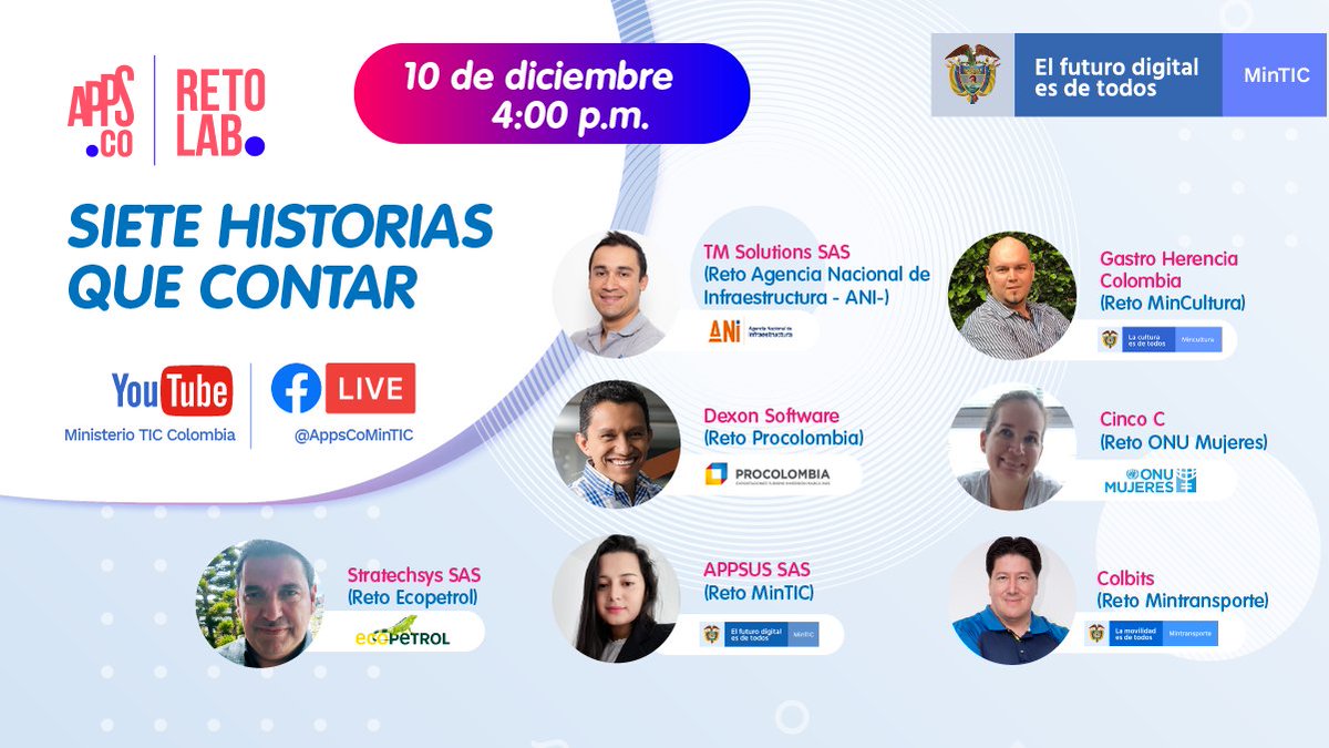 AppsCo's tweet photo. APPUS fue la compañía que tuvo el reto de @Ministerio_TIC y contará su historia en nuestro live de #RetoLab que inicia en pocos minutos. Conoce más en https://t.co/ObgwjiHnsx y conéctate a la transmisión https://t.co/fCJDmnGJWf https://t.co/bmfb2c1Ncn