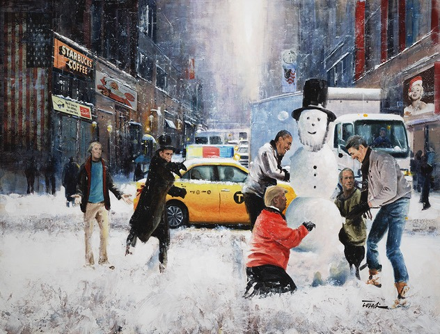 take a moment too look at 3, presidents building a snowman