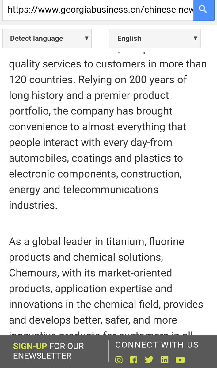 3. I had it translated. Key takeaways on these pages:  Brian Kemp, Gov of Georgia is excited about Kemp congratulated them on being a Georgia Made (trademark) company Chemours investing $86 million (cont)