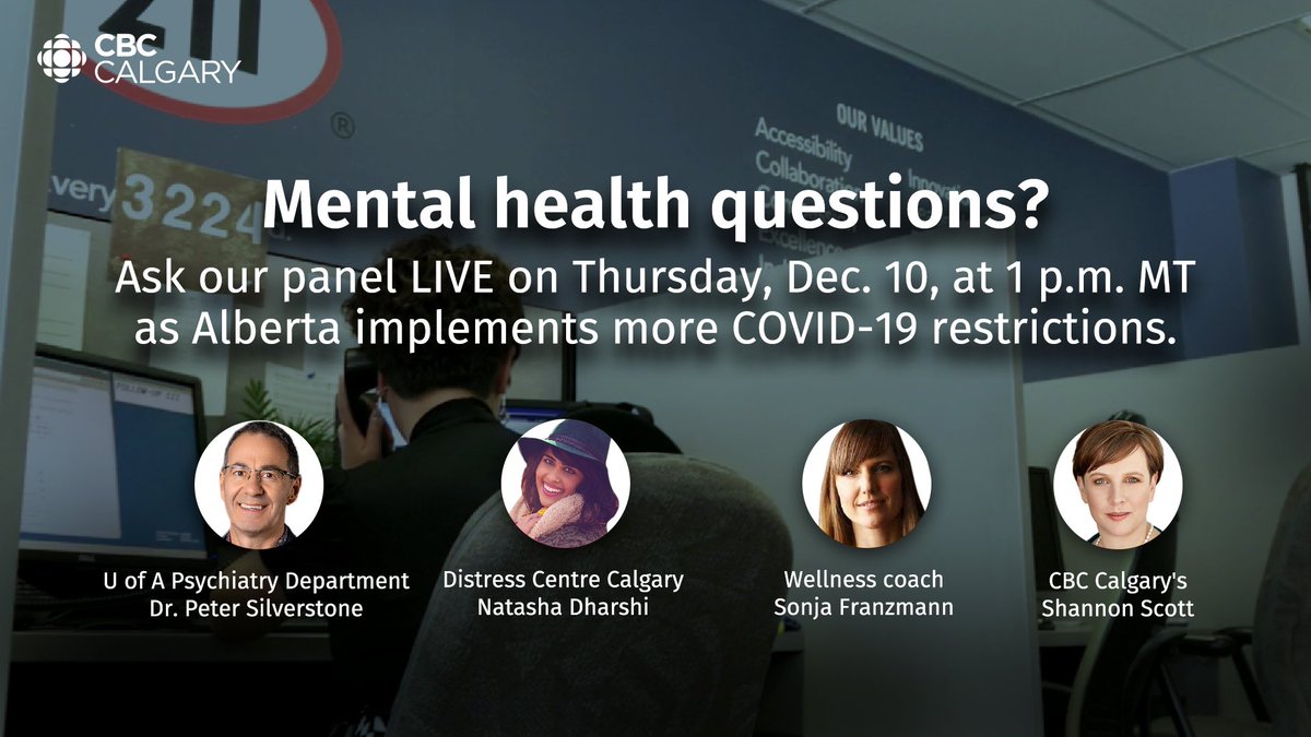 S_E_Scott's tweet photo. Have questions about mental health during the pandemic? Ask our experts on the @CBCCalgary Facebook page. 1pm today. https://t.co/IGymDrlJXm