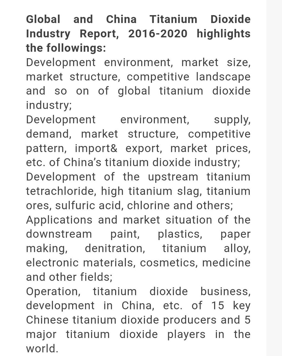 6. Chemours is the world's largest manufacturer of titanium dioxide that completely (100%) adopts the chlorination process. Titanium dioxide is used in MANY products and some have great benefits.