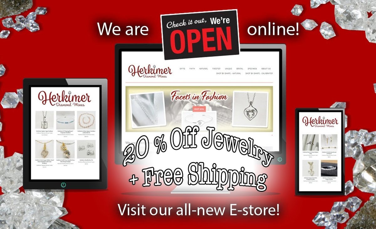 We’re offering 20% off all jewelry! Earrings, bracelets, necklaces and more! We have something for everyone! We will also be providing free shipping on jewelry and gift certificates!
…r-Diamond-Mines-E-Store.myshopify.com
Offers last until 12/15/20
Free shipping only valid domestically.