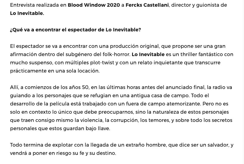 loinevitableok's tweet photo. Entrevista a @ferckscine director de @loinevitableok por el estreno en @VentanaSur @Blood_Window #Screenings por el sitio @terror_weekend #loinevitable

https://t.co/7igqFsMgib https://t.co/v7rVnjIqAt