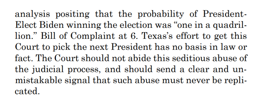 Wow: Pennsylvania says Texas' request to invalidate its election is a "seditious abuse of the judicial process" and urges the court to "send a clear and unmistakable signal that such abuse must never be replicated."
