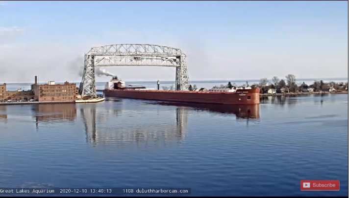NWSduluth's tweet photo. Clear and quiet December #Duluth weather welcomes the James R. Barker to the #TwinPorts this afternoon. The quiet weather will continue! #mnwx #wiwx https://t.co/Sos9ueonhd