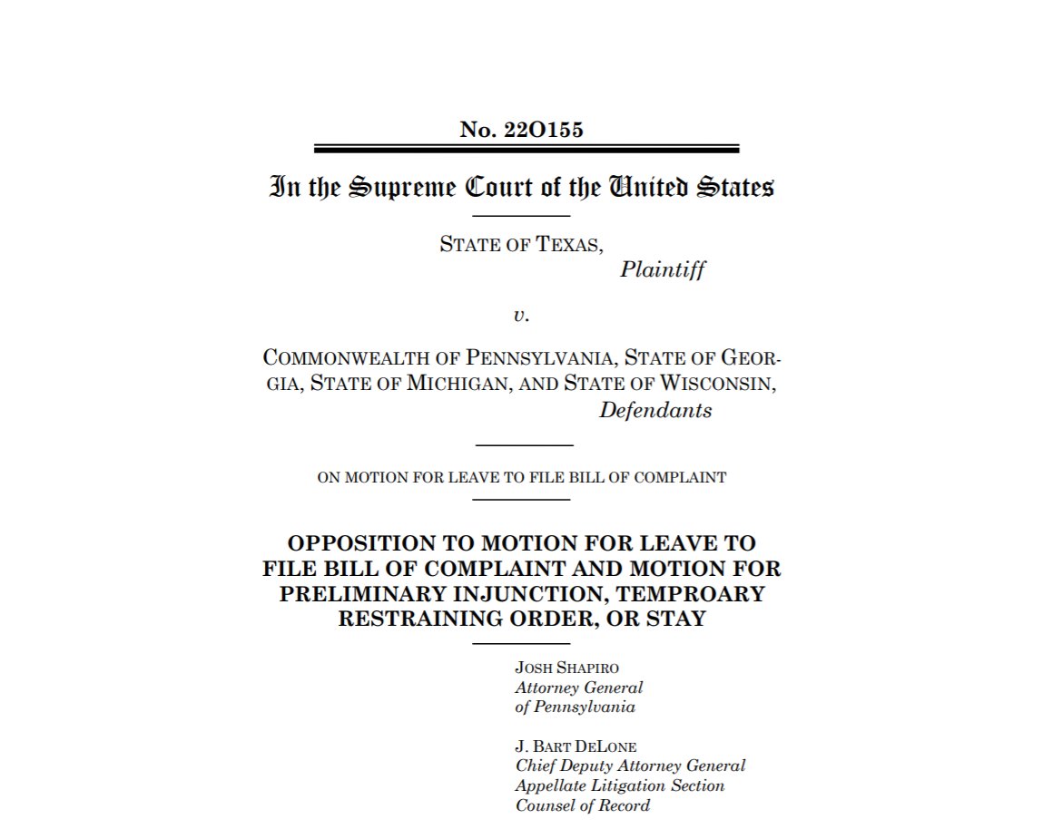 Texas seeks to invalidate elections in four states for yielding results with which it disagrees. Its request for this Court to exercise its original jurisdiction and then anoint Texas’s preferred candidate for President is an affront to principles of constitutional democracy.