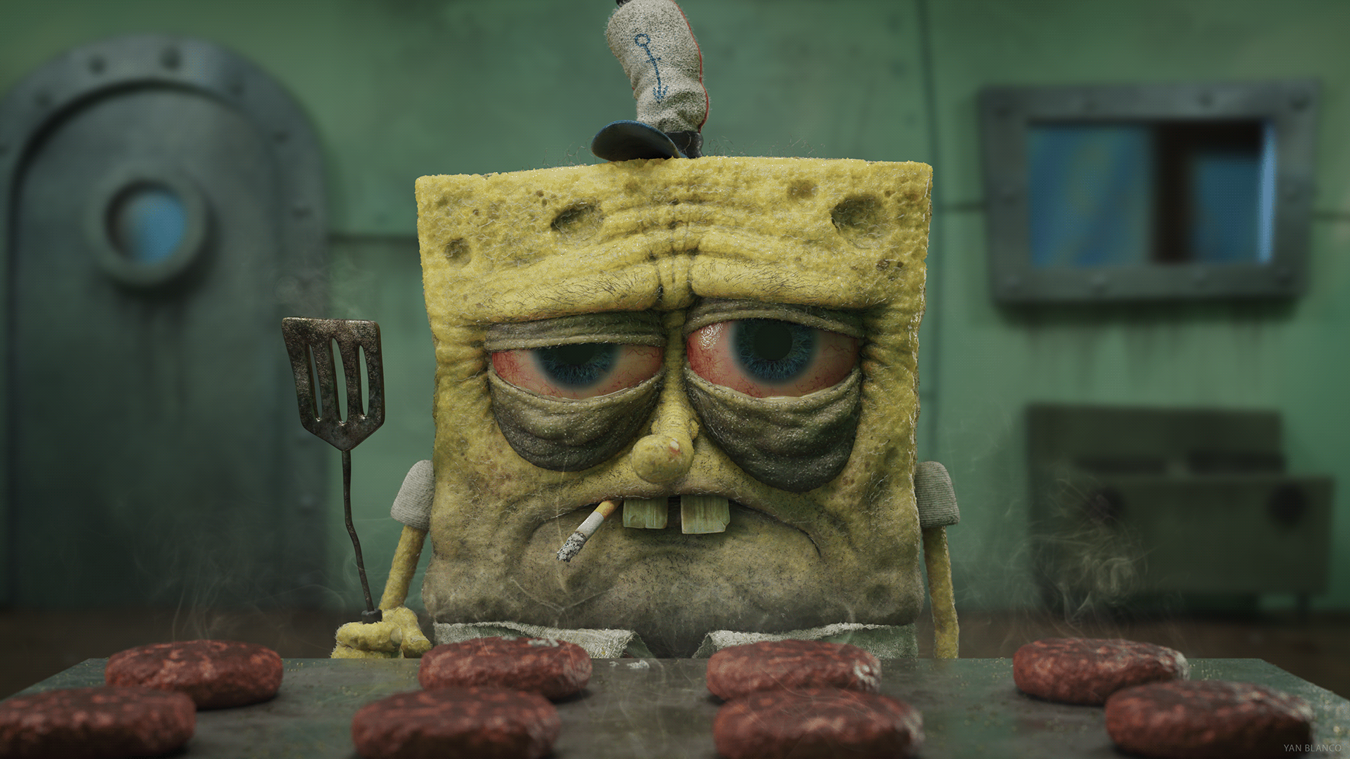 spongebob tired