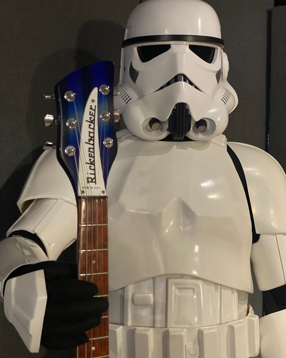 Jonee3d's tweet photo. I got a new guitar stand for the studio.  It also scares away the rebel scum, so that's pretty good. https://t.co/PqmQL8fsvJ