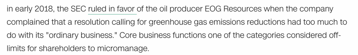 When activist shareholder groups tried to propose a proxy resolution asking for the same from a big fracking company, the SEC agreed with the company and ruled the resolution out of bounds.  https://www.cnn.com/2019/01/30/investing/activist-shareholders/index.html