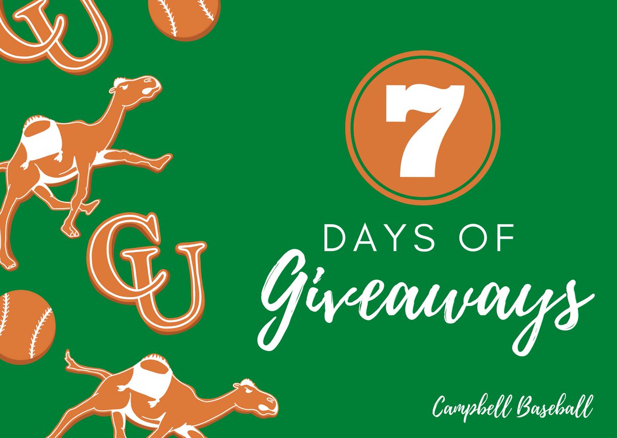 Campbell Baseball (@gocamelsbsb) on Twitter photo Our 𝙲𝚘𝚞𝚗𝚝𝚍𝚘𝚠𝚗 𝚝𝚘 𝙲𝚑𝚛𝚒𝚜𝚝𝚖𝚊𝚜 begins Friday, 12/18 at 8AM!! 🎄
We'll have 7 days of giveaways, so be sure to tune in! ⚾️
How to enter ⬇️
🐪 Follow <a href="/GoCamelsBSB/">Campbell Baseball</a>
🐪 Like & Retweet each days posts
We'll DM the winner of each days post - be sure to check your DMs! Our 𝙲𝚘𝚞𝚗𝚝𝚍𝚘𝚠𝚗 𝚝𝚘 𝙲𝚑𝚛𝚒𝚜𝚝𝚖𝚊𝚜 begins Friday, 12/18 at 8AM!! 🎄
We'll have 7 days of giveaways, so be sure to tune in! ⚾️
How to enter ⬇️
🐪 Follow <a href="/GoCamelsBSB/">Campbell Baseball</a>
🐪 Like & Retweet each days posts
We'll DM the winner of each days post - be sure to check your DMs!