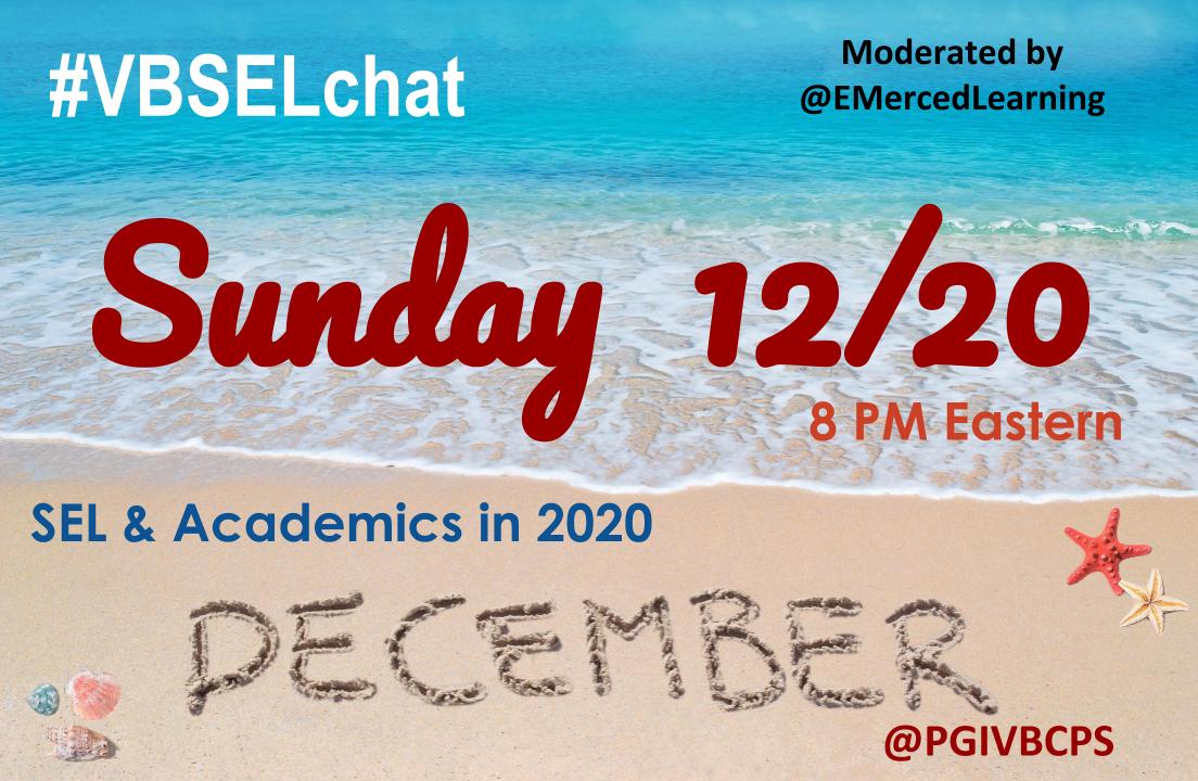 The year 2020 reminded us: ALL learning is social and emotional. Join us to discuss SEL growth, goals & inspiration from this memorable year. #VBSELchat @PGIVBCPS @EMercedLearning