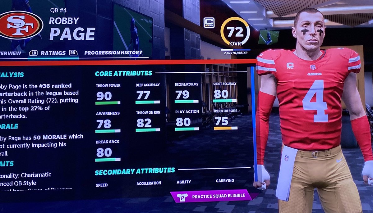AGS_49ers's tweet photo. With the 12th overall pick in the draft we were able to land the #1 QB prospect out of Virginia Robby Page, his legendary run with the 49ers has just begun &amp; the coaching staff is already impressed by his athletic ability. @AGS_Madden https://t.co/UGmXIeThD0
