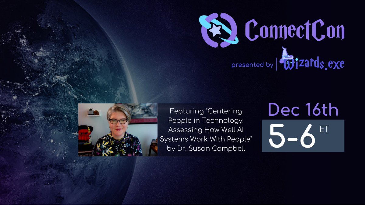 This month, in ConnectCon, Dr. Susan Campbell presents "Centering People in Technology: Assessing How Well AI Systems Work With People"

Dr. Campbell will discuss ways in which cybersecurity centers around people rather than technology.

youtu.be/8nYEgDNMXHI66