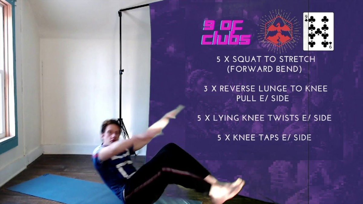 QuestGm's tweet photo. Just dropped a new 52 Fitness Circuit - The Nine of Clubs ♣️!

This circuit is perfect for warming up for indoor cardio exercises or just to keep things limber if you've been sitting at your computer for awhile! 

Subscribe to get each new circuit. 
https://t.co/bHJqKnS456 https://t.co/hJxJOx0zph
