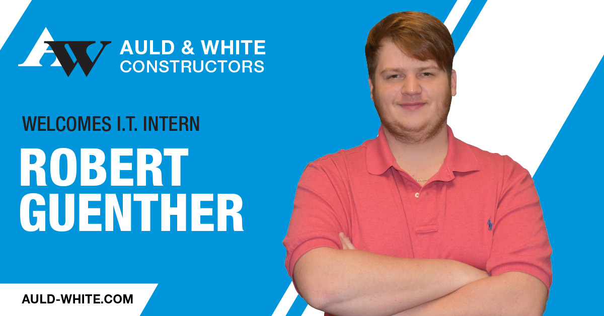 Auld_White's tweet photo. AWC welcomes Robert Guenther as I.T. intern. Robert is studying cybersecurity at @FSCJ_Official and for the next 6 months, he will be working with our I.T. department to support #TeamAWC. Enjoy your time with us! #buildingyourfuture #construction #jacksonville #intern https://t.co/v3B1klKphk