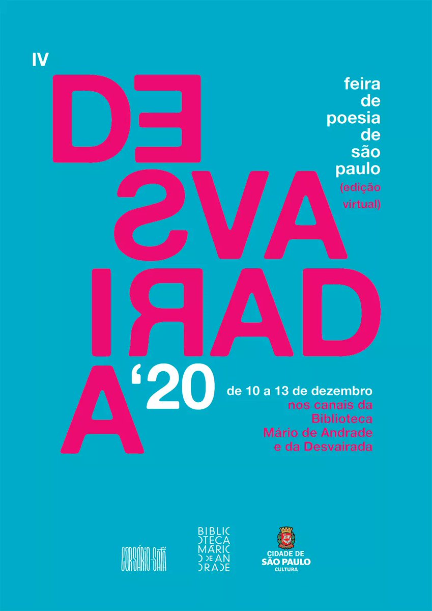 malhafinacarton's tweet photo. E hoje começou a IV DESVAIRADA - FEIRA DE POESIA DE SÃO PAULO - Edição Virtual e vai até domingo (13/12), contando com a presença de 39 editoras!

Confira nesta thread a programação completa! ⬇️

Destacamos que no sábado (12/12) a partir das 18h, Leonardo Rodríguez, responsável + https://t.co/tLBebCIQPe
