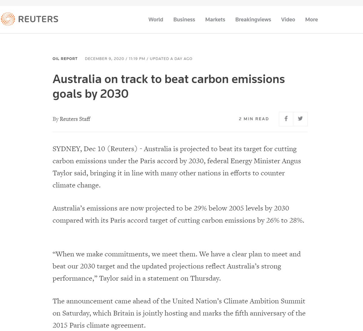 Piece coming soon going right down into the dirty (and really, very wild) details, but, well. Yeah. My predictions came true. The projections show Australia will miss even its weak, 2015-era targets, and the headlines said the exact opposite.