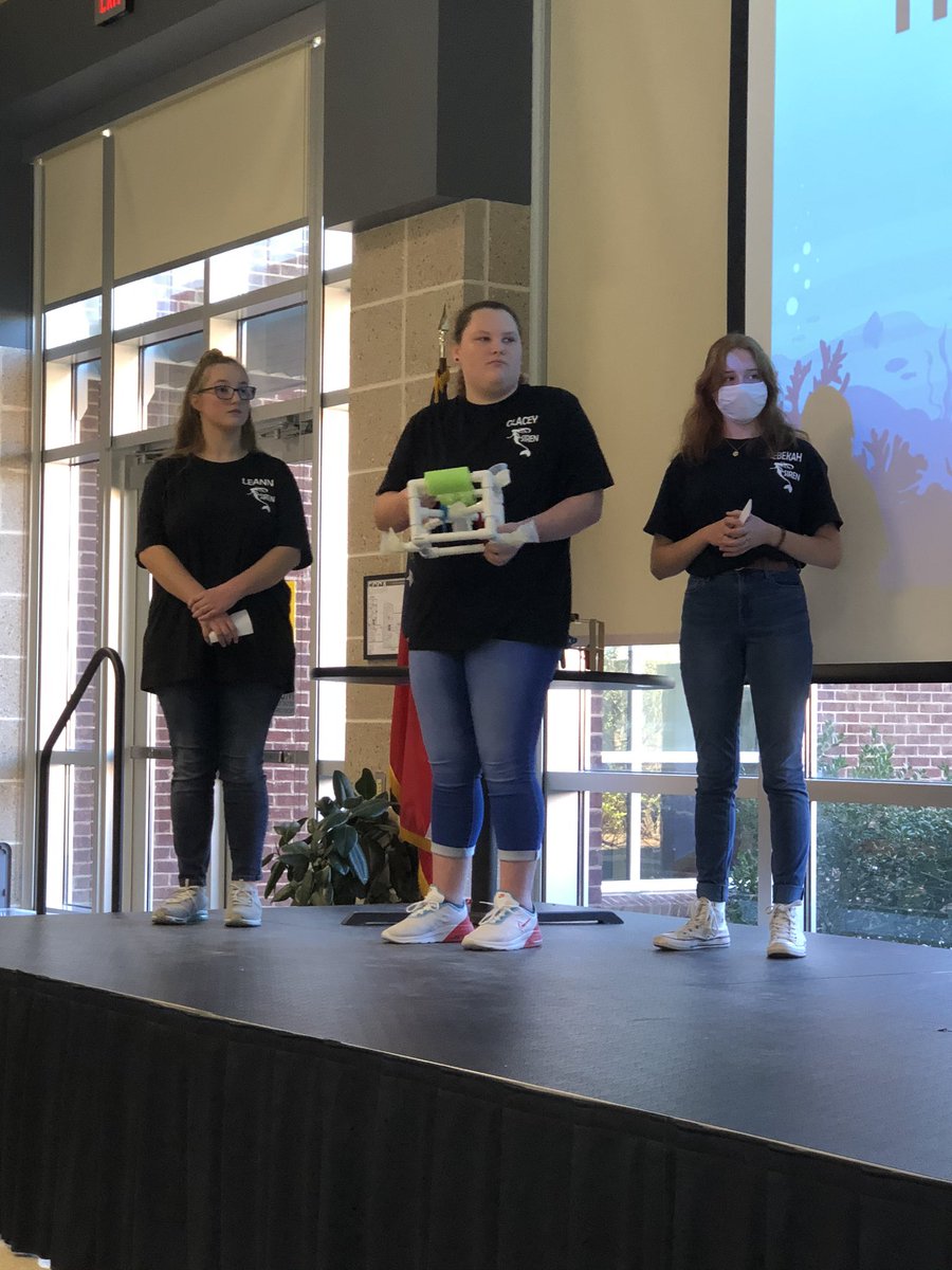NesmithECCA's tweet photo. Seven groups of Research II students presented their ROV prototypes to a panel today. This was a great collaboration with GSU and Honey Ridge Farms. Can’t wait to see which group gets funding to build their ROV to test the ponds at Honey Ridge! https://t.co/EiL9B0Zquc