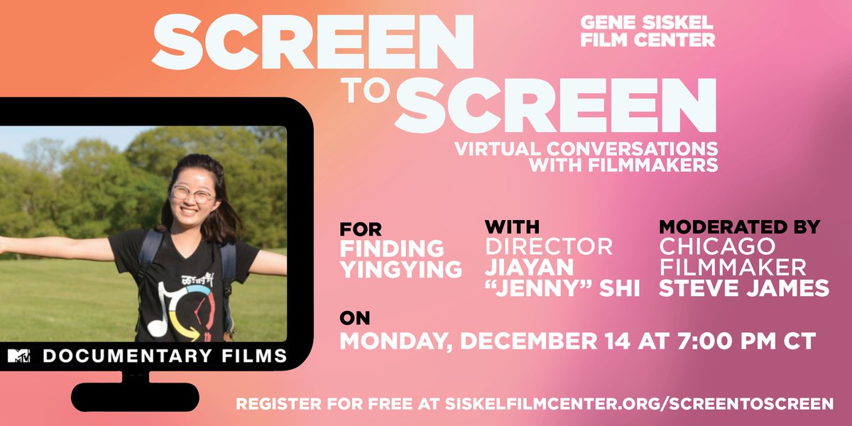 filmcenter's tweet photo. #ScreenToScreen Join us for a free Q&A with director Jiayan "Jenny" Shi on Monday, Dec 14 at 7:00 pm.
The conversation will be moderated by Chicago filmmaker Steve James.
RSVP for free: https://t.co/S83g3rKONj https://t.co/CJxzC97tad