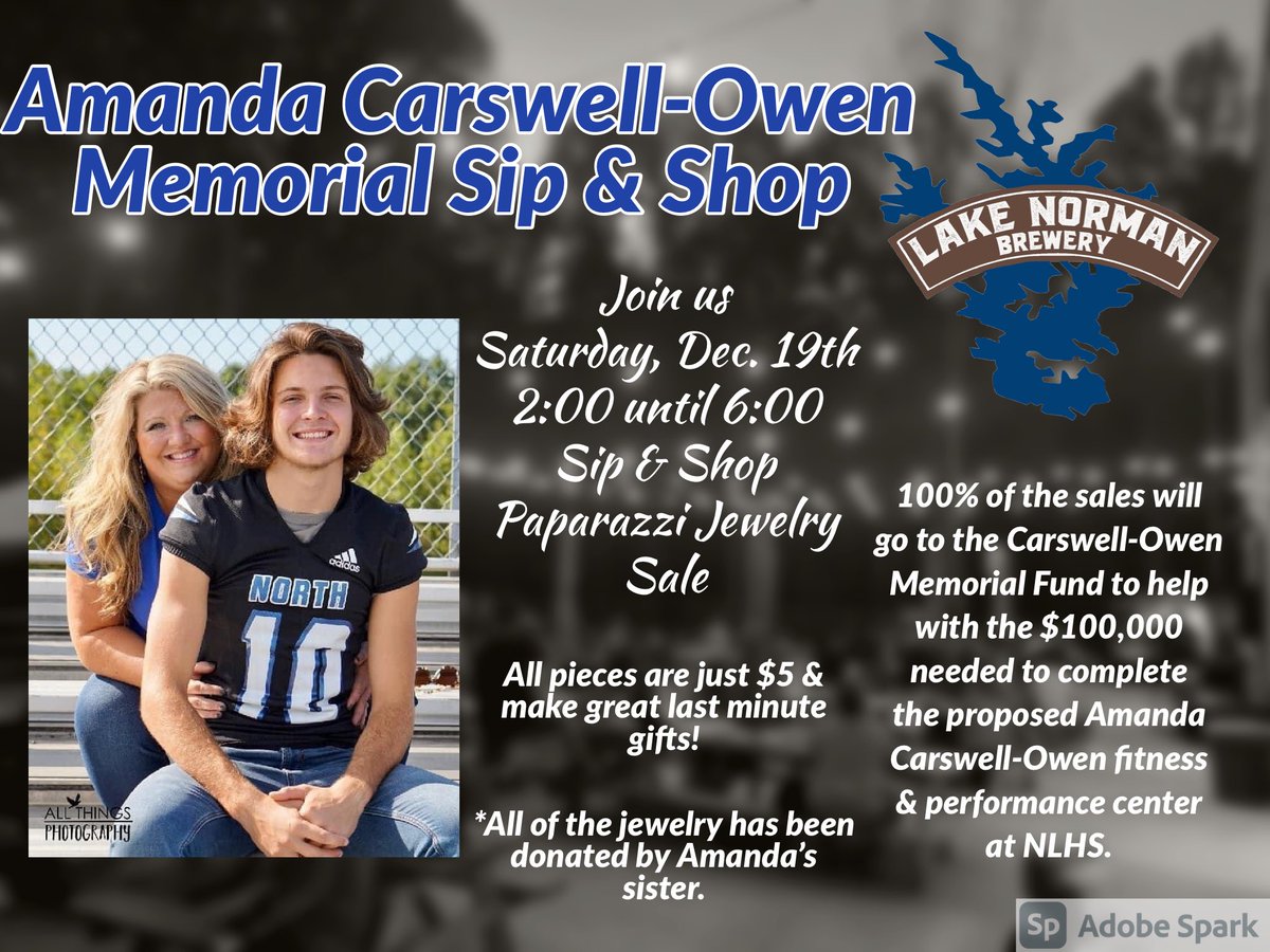 Make sure to save the date for some last minute shopping for a great cause. Amanda was not only her son’s biggest fan, but she always cheered for &amp; supported all NL kids! Let’s make this happen by showing support to her family as they strive to honor her legacy at NLHS⚔️💙