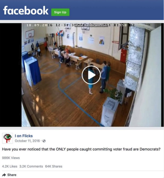 Our research shows the opposite. More than 3,000 high school students watched this video claiming to show ballot stuffing in the 2016 Democratic primaries. 52% said it constituted “strong evidence” of U.S. voter fraud. A quick online search reveals it’s actually from Russia.