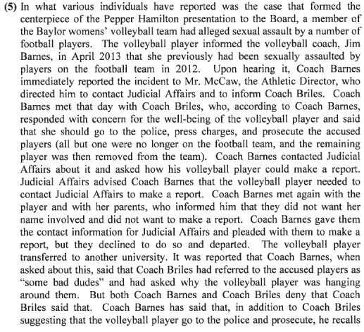 8/ This has been reported-on at length (more here:  https://www.statesman.com/news/20170517/baylor-volleyball-player-i-was-drugged-gang-raped-harassed-by-football-players) but for the first time we have a denial of the much attributed Art Briles quote, "those are some bad dudes...why was she around those guys?"