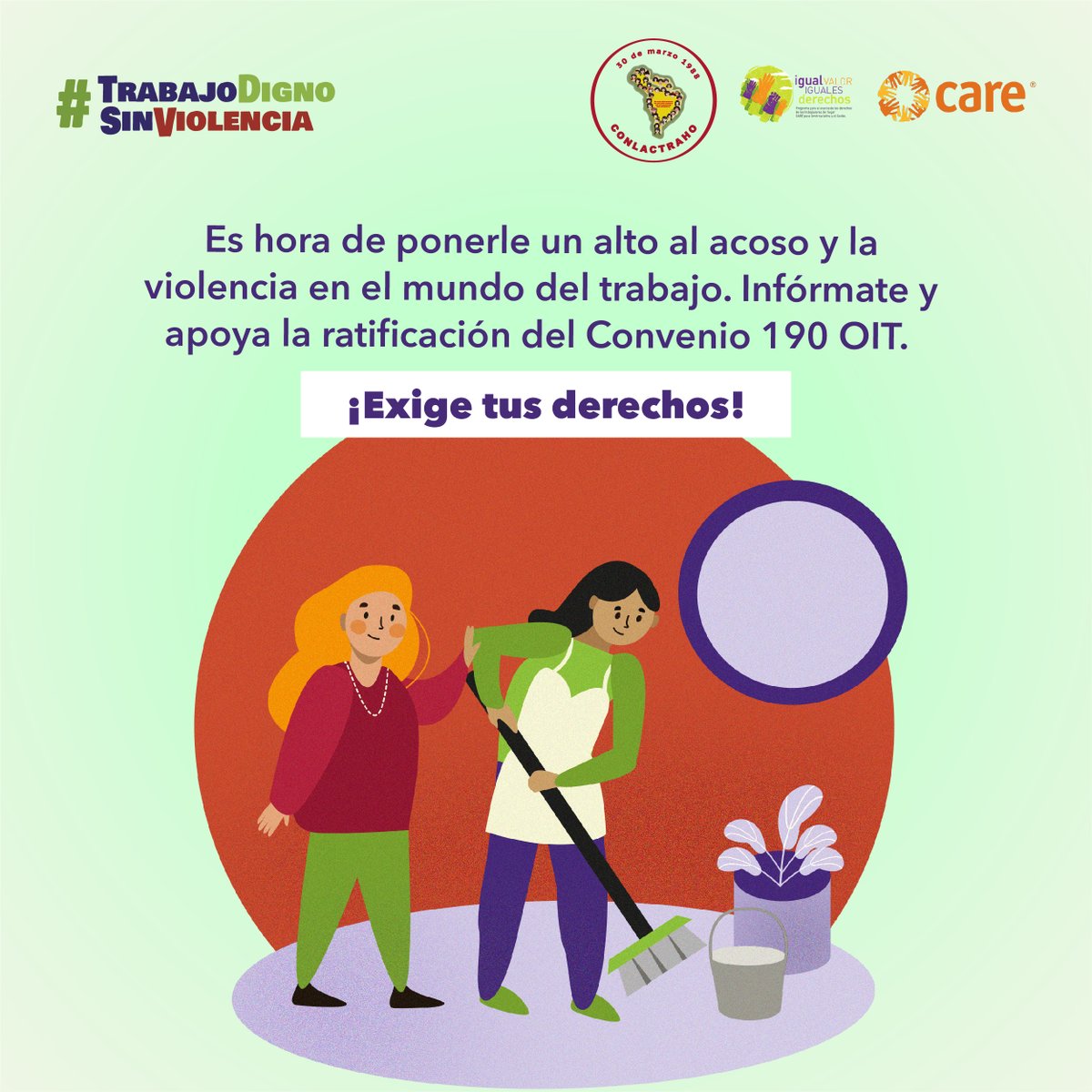 En el día de los #DerechosHumanos, dentro del marco de la campaña #TrabajoDignoSinViolencia, hacemos un llamado a la eliminación del acoso y la violencia en el mundo del trabajo. Exigimos la ratificación del Convenio 190 OIT y su recomendación 206.
#16dayscampaign #16dias