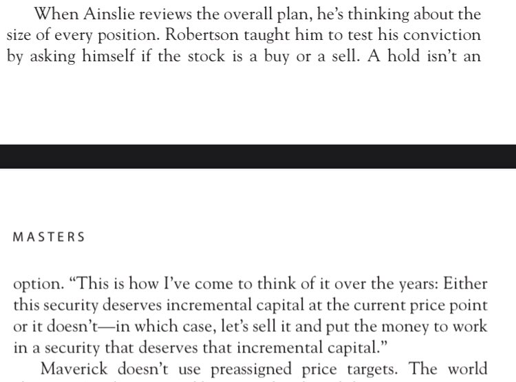 A stock is either a buy or a sell, no holds - helps him know when to sell. No price targets. (5/n)