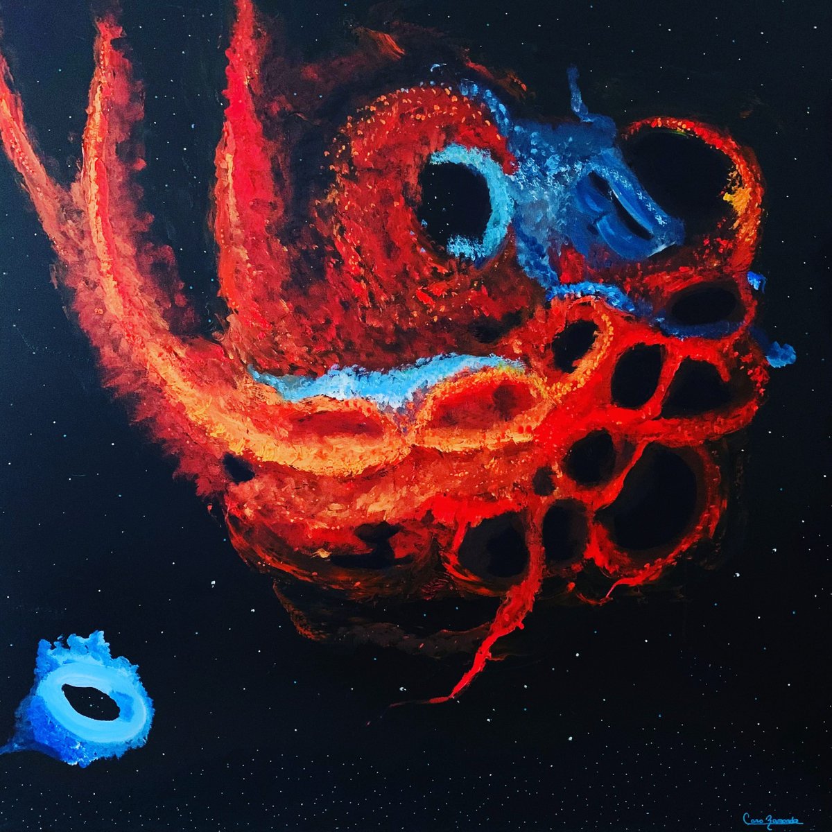 Caro Ramonde is an Italo-Uruguayan conceptual artist who specializes in oil paintings inspired by nature, climate change, and current events. Caro traveled the world with her husband. She makes it a habit to visit her family and friends in Buenos Aires and Montevideo once a year.