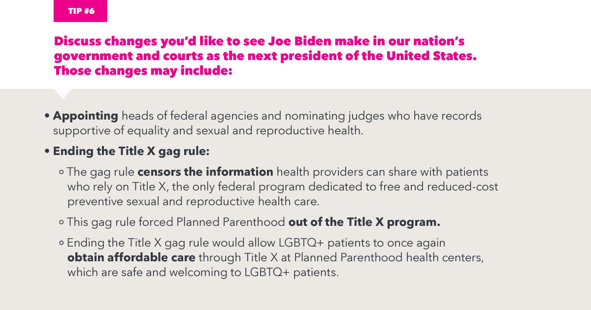 Even with the Biden-Harris victory, we have more work ahead of us. Maybe sprinkle in just how we can take action:  https://ppact.io/build2021_tw&nbsp; get involved.