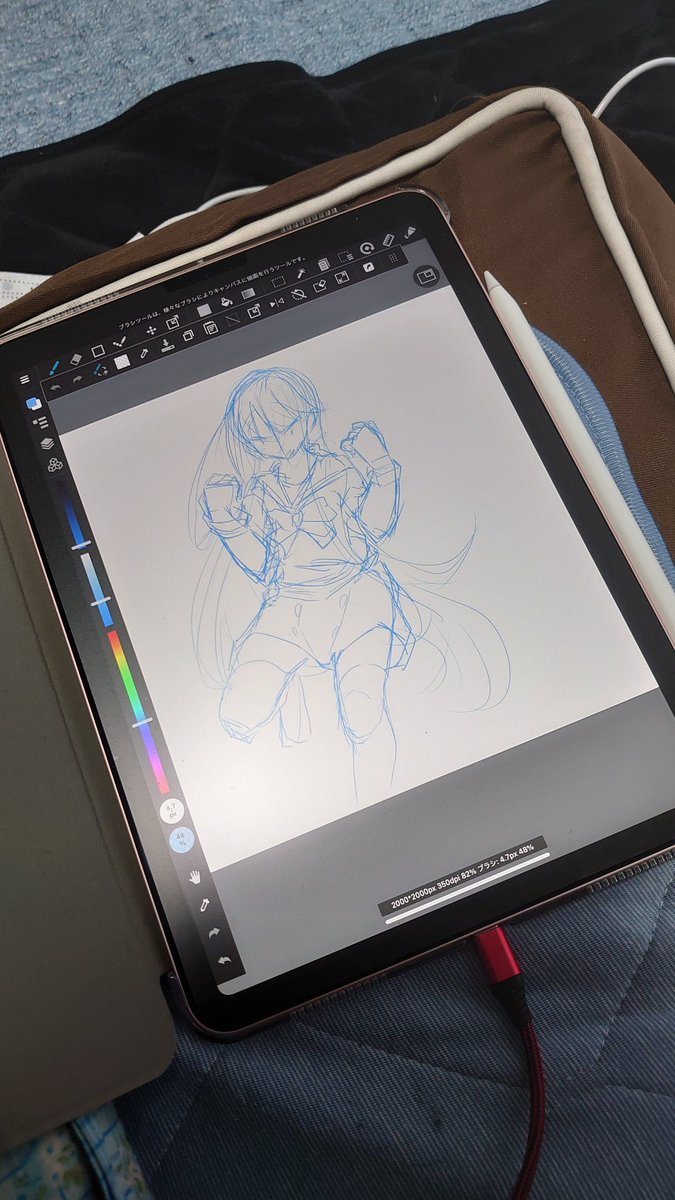 あらびきソーセージ 初の試みで 全てipadで描いてみようとしてる図 メディバンで左手デバイス使えたら捗りそうな気がするのですが何か使えるツールないかなあ