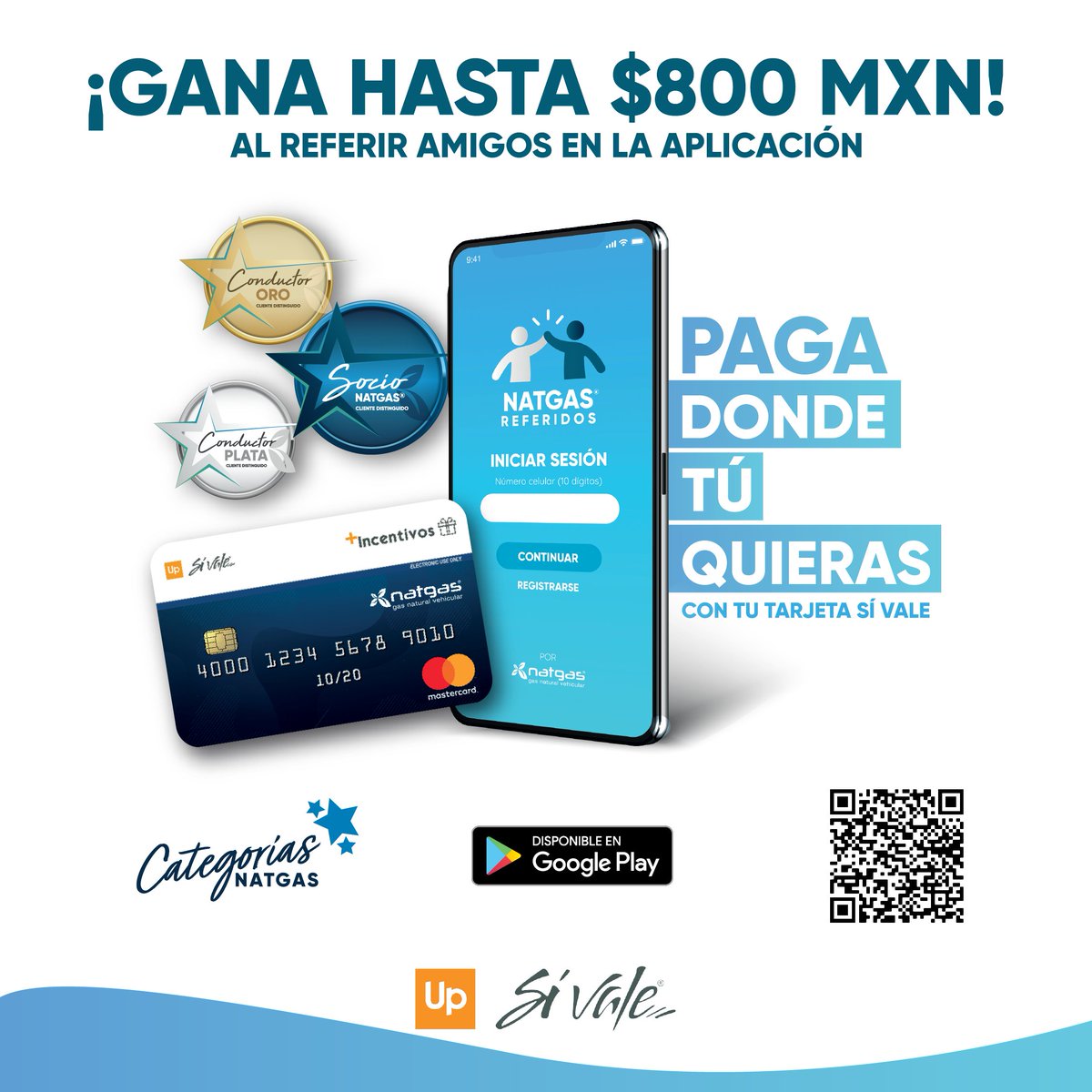 Baja nuestra app y sube tus ahorros 👇🏼☝🏼

Con #NatgasReferidos invita a tus amigos a usar Natgas 🚘🌿 y gana dinero cuando instalen el equipo 🤩 ¡Hasta 800 pesos para gastar donde quieras! 💙

Disponible en 👾 PlayStore y 🍎 AppStore