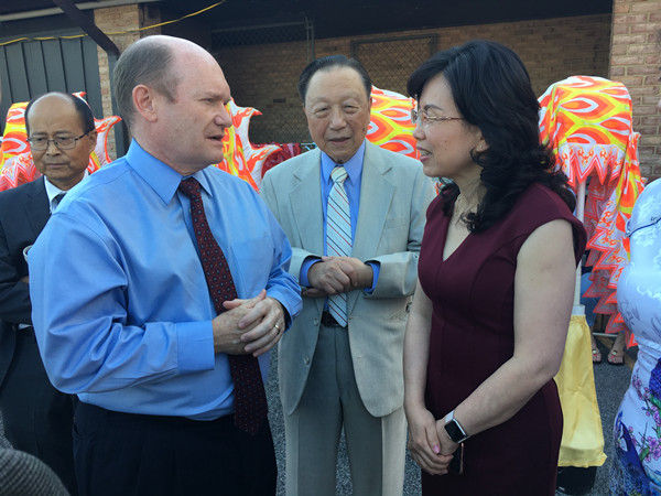 June 21-22, 2019Minister Xu Xueyuan & Counselor Li Min met with Delaware Governor John Carney, Lt Governor Bethany Hall-Long, & Senator Chris Coons at the 2019 Chinese Festival. http://www.china-embassy.org/eng/sgxw/sghds/t1677946.htm