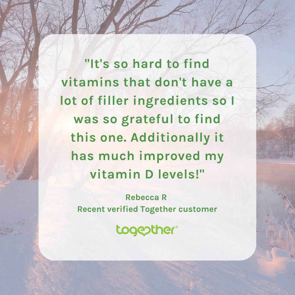 💃🏽 It was happy dances all-round after reading these amazing, kind words from recent Together customer, Rebecca!

Rebecca shared her thoughts on our plant-based #VitaminD3, sustainably sourced from the cool mountains of North America!

Learn more 🌿🌿
togetherhealth.co.uk/collections/su…
