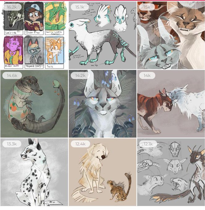 I love all these end of year recaps ? here was my top nine performing pieces on instagram this year apparently. No surprise at fanart being #1, big surprise at my nasty first draft of my bird cat at #2 (☉ ͜ʖ☉) 