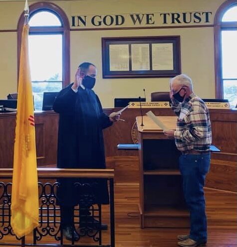Here is my husband, John Sweetser, being sworn in for his second term as Luna County District 3 Commissioner by Sixth Judicial District Court Judge Jarod Hofacket. #proudwifemoment
