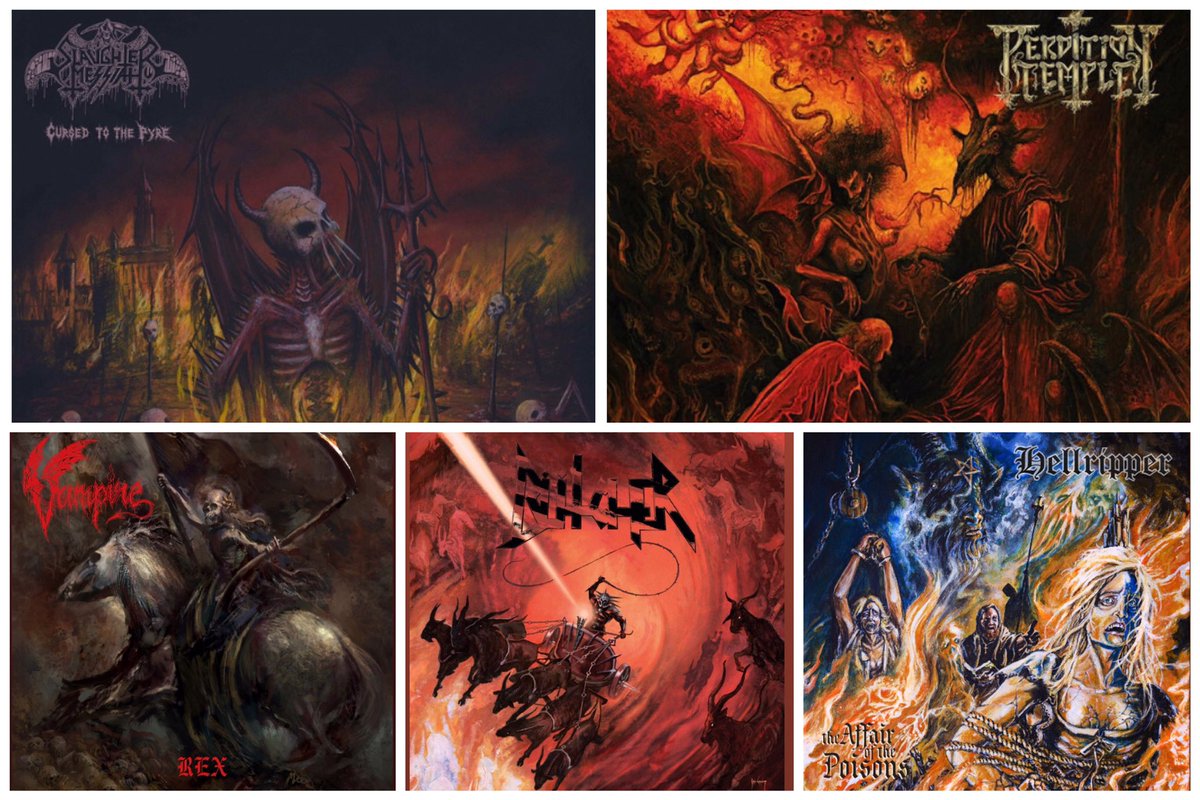doomedparade's tweet photo. BLACKENED DEATH THRASH
Another genre that CRUSHED in 2020. #Hellripper coming back from THAT EP, #Vampire releasing their best LP yet, #Bütcher with 666 goats carrying chariots all over your face, and #SlaughterMessiah & #PerditionTemple summoning demons in bullet belts. FIRE! https://t.co/cE9HgVnvG9
