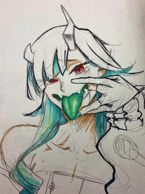 獅子王クリスくんは口の中が青いのが似合うな、という絵 