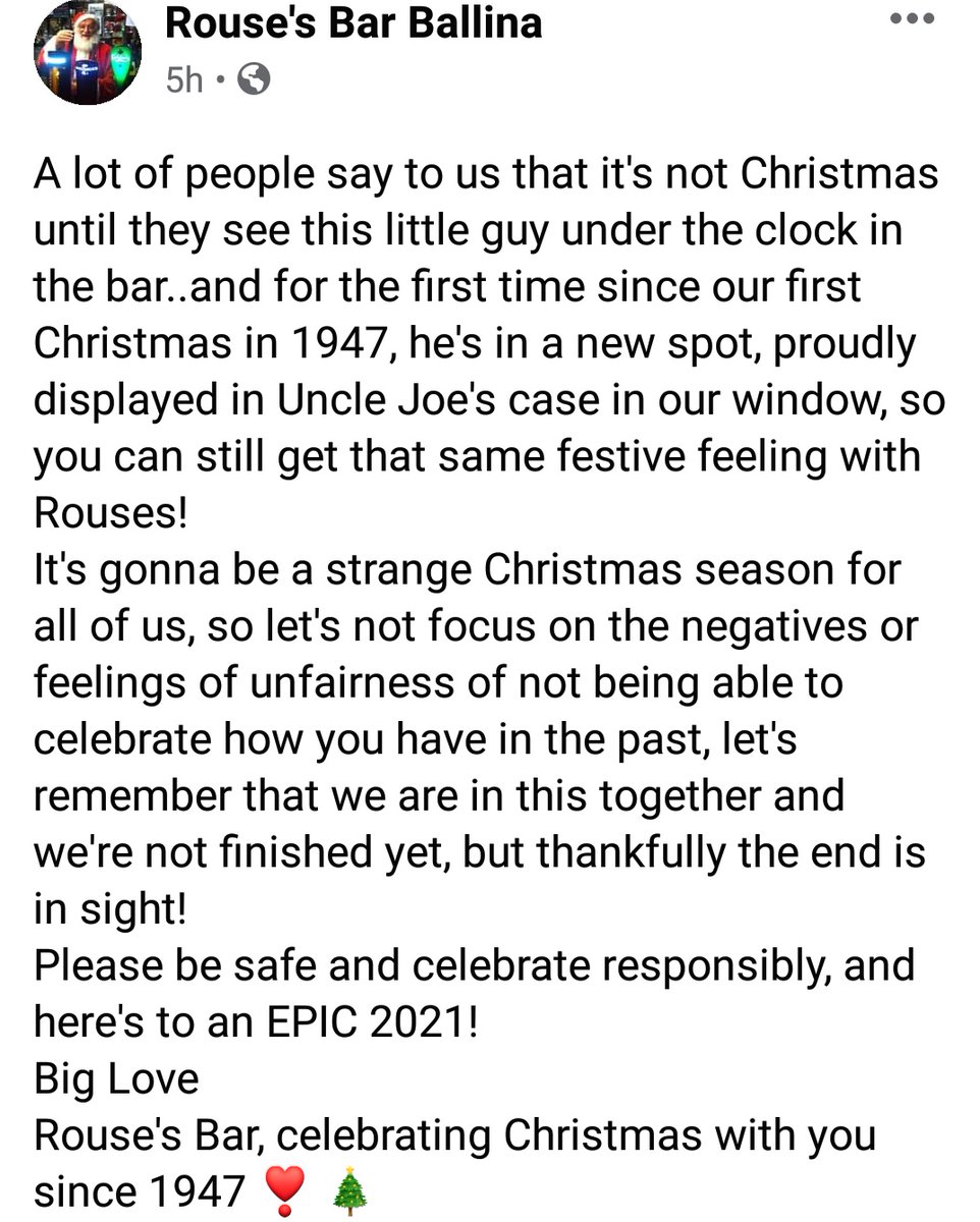 RousesBar's tweet photo. #Christmas2020 #ChristmasTraditions #RousesBar #ChristmasOutsideRouses #LocalPubsAreTheCommunity  #PubsOfIreland #FamilyBusiness #VFI #LVA #KeepTheLightsOn #SupportYourLocal #SupportNotSympathy #LoveBallina #Mayo  #Mayo4Sam @VFIpubs @LVADublinPubs @PubsOfIreland https://t.co/XhcuI70z0i