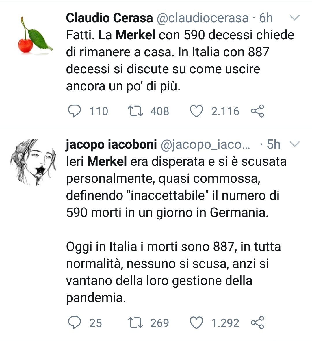 Silf1991's tweet photo. 590 morti tedeschi vs 887 morti italiani. Interessante!!
Lo usiamo per elogiare il governo o criticare il governo?
#merkel https://t.co/hp6XjYGP9y