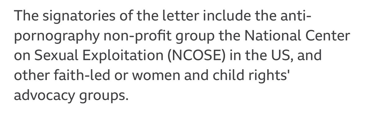 These are the groups who initiated the current campaign against Mastercard/Visa to ban Pornhub.An explicitly anti-porn group and a bunch of religious advocacy groups.