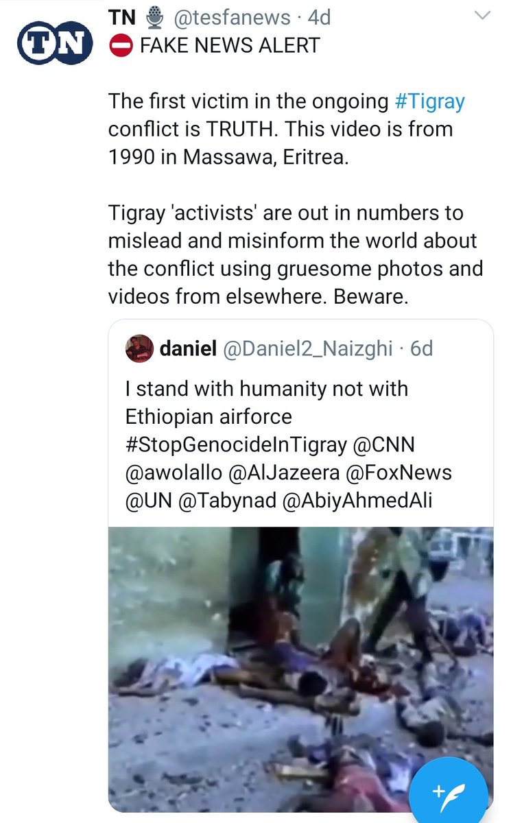 ...There is no end to the fake news that's being spread. Not just about Eritrea but in general about this so called "genocide" that I will just leave it at this last one, point has been made clear even for the layman.