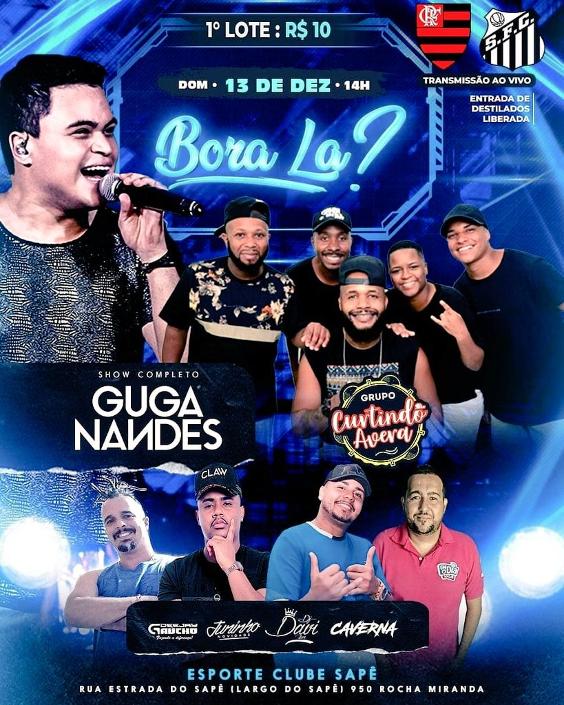 borala02102495's tweet photo. DIA 13 DE DEZEMBRO (DOMINGÃO), MAIS UM EVENTO ESPERADO #BORALÁ?
SHOW COMPLETO COM GUGA NANDES ✅

➡️ 1° LOTE 10,00 

➡️ RESERVA DE CAMAROTE NA DM

EXPLODIU 💥
Ingresso ja a venda quem quiser chama no pv @AguniaKiko @HugoOliiveira2 https://t.co/Qdtx9S9vJc