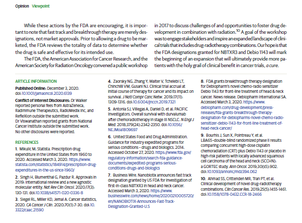 Viewpoint is in press!

Maybe 2020 wasn't a terrible year in every way imaginable.

... because a couple drugs officially embarked on unprecedented regulatory territory. They are [successfully] being developed specifically for use with RT.🙌

#radonc #rtdrugcombo