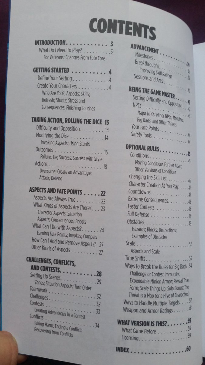 42 digest pages of core rules (including bits clarifying where it diverges from Fate Core), 15 pages of optional rules  #FateCondensed