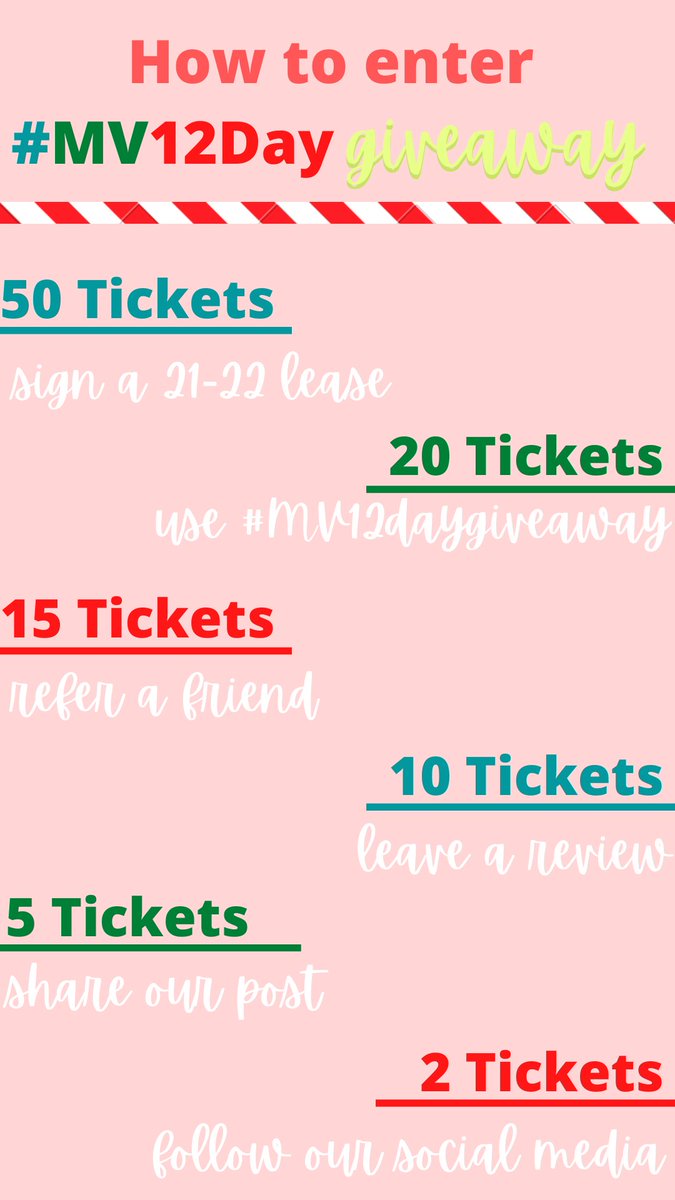 #MV12DayGiveaway is happening on our Instagram!!!

Head to our story to play 🎁 This or That 🎁 for BONUS TICKETS!

#MustangVillage #SLO #Giveaway