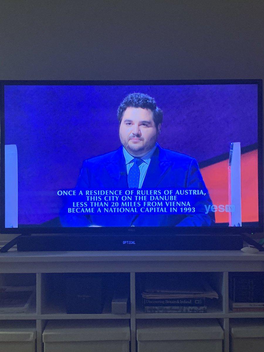 Geez, tough Final Jeopardy question that all three get wrong (I would have too). Overall, very good showing by  @gabederoche! Jeopardy is hard, folks.